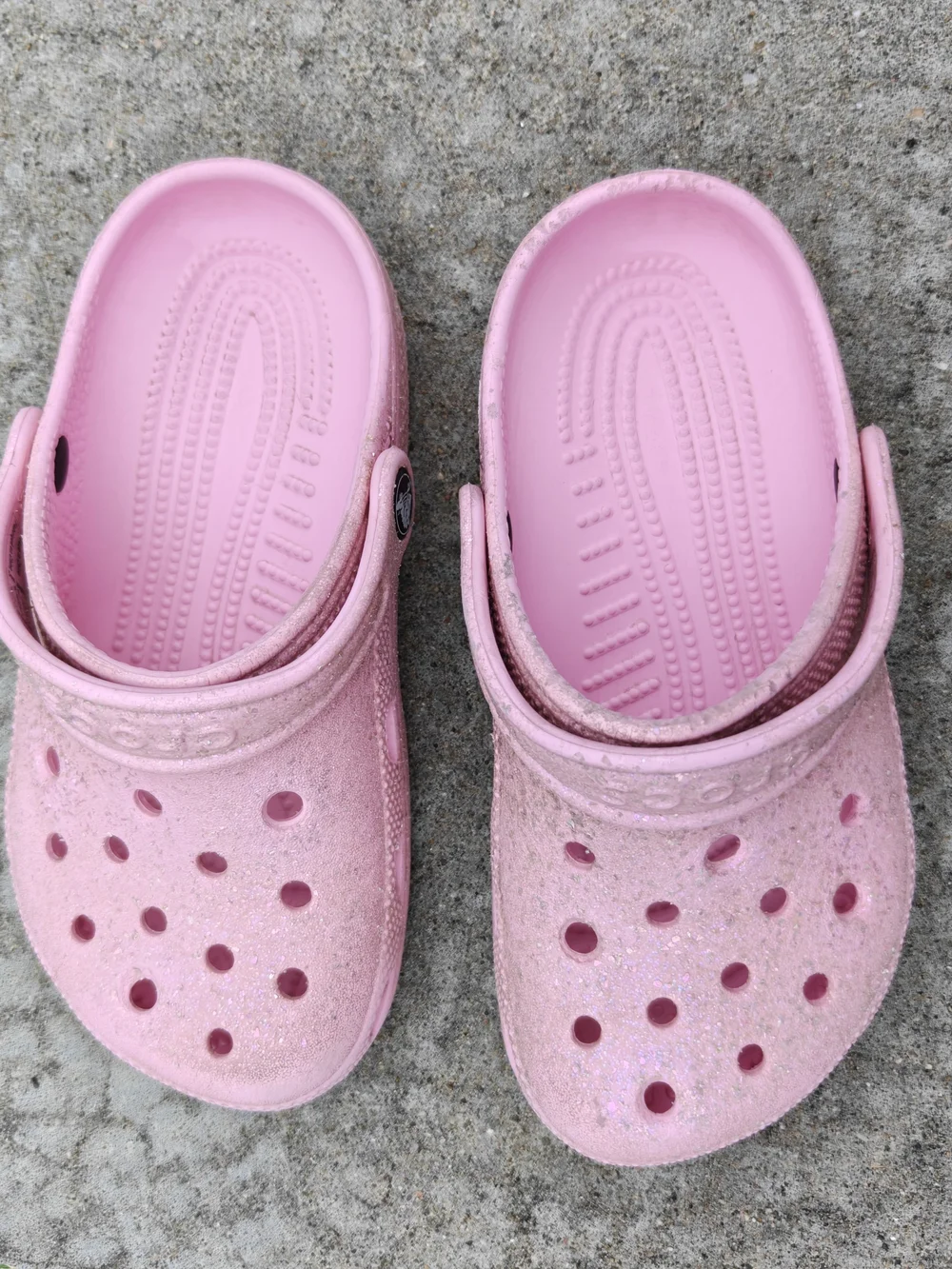 Crocs Girls Kids Pink Glitter Crocs Clogs Sandals Size J1 Size 1